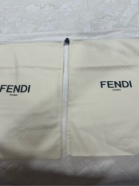 Fendi Cream Dust Bags with Black Logo - 12W x 18H -New!